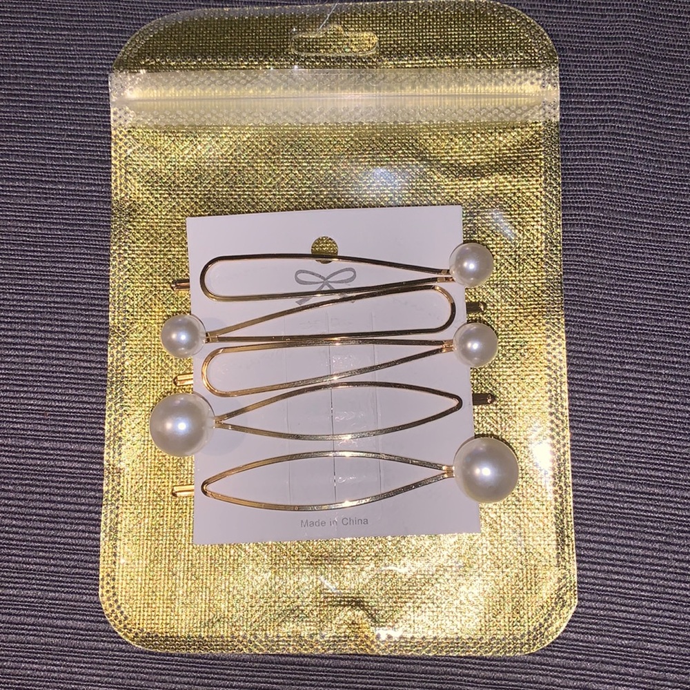 Pearl Geo Oblong Bobby Hair Clip 5 piece
